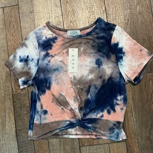 Gaze jr sz L knotted front tie dye top NWT
